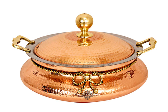 Steel Copper Hammered Chafing Dish for Dinner Serving