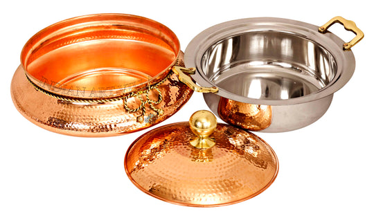 Steel Copper Hammered Chafing Dish for Dinner Serving
