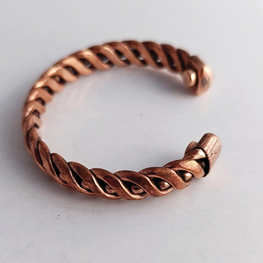 Pure Copper Spiral & Dot Design Adjustable Bangle