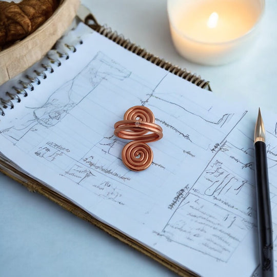 Pure Copper Spiral Ring Adjustable Unisex Fashion Ring