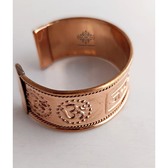 Pure Copper Broad Jai Shree Ram Bangle Handcrafted Spiritual Bracelet