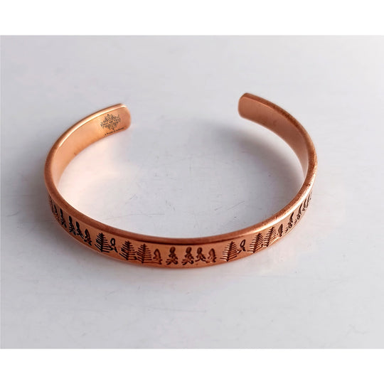 Pure Copper Magnetic Bangle with Tree Design