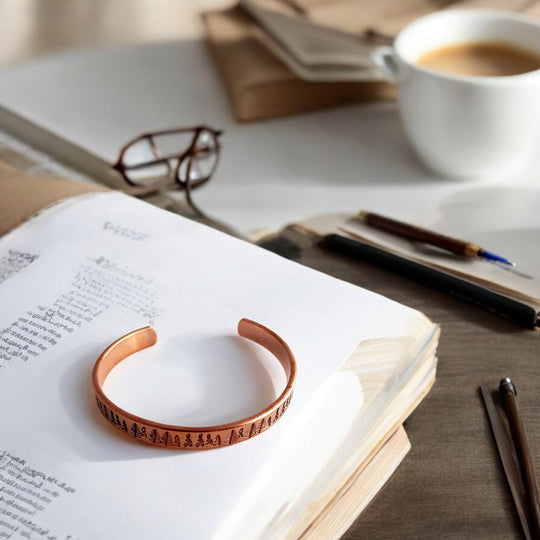 Pure Copper Magnetic Bangle with Tree Design