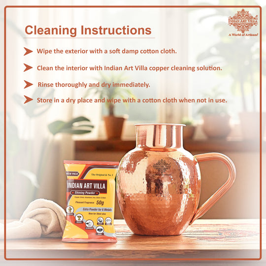 Pure Copper Hammered Surai Jug with Bowl Style Lid