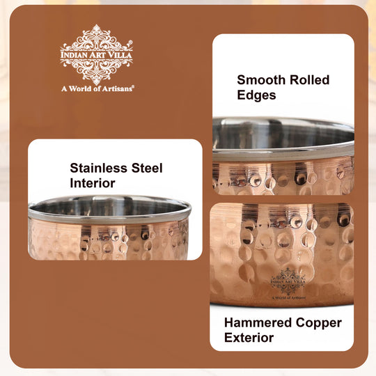 Steel Copper Hammered Bowl, Katori, Dinnerware