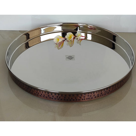Steel Copper Hammered Thali Plate – Antique Finish