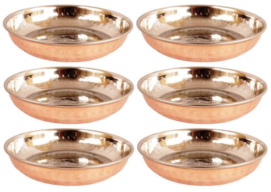Hammered Steel Copper Halwa Plates set of 6 perfect for serving sweets and making your table elegant