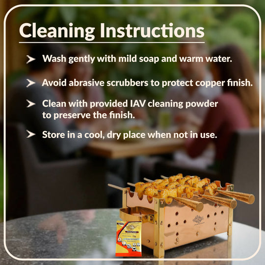 Copper Barbecue With 3 & 4 Skewer, Used for Grilling Chicken Paneer Tikka