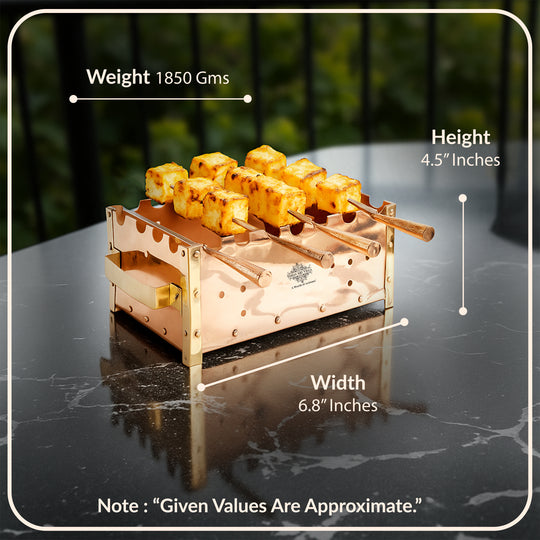 Copper Barbecue With 3 & 4 Skewer, Used for Grilling Chicken Paneer Tikka