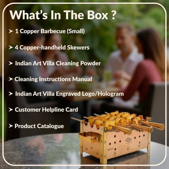 Copper Barbecue With 3 & 4 Skewer, Used for Grilling Chicken Paneer Tikka