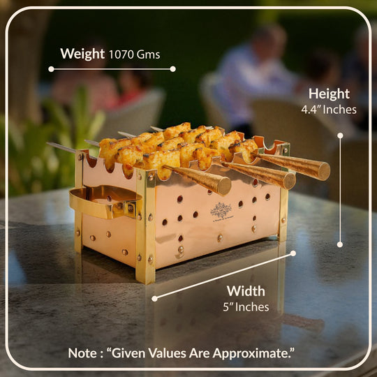 Copper Barbecue With 3 & 4 Skewer, Used for Grilling Chicken Paneer Tikka