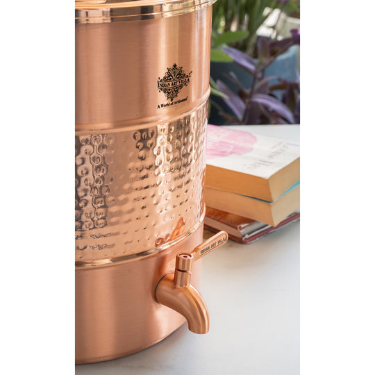 Assembled height of 5 litre round copper matka with stand – copper matka 5 litre price with stand