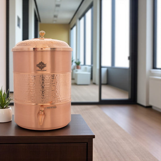 Pure Copper water Pot, Hammered Design, Storage &  Serving water