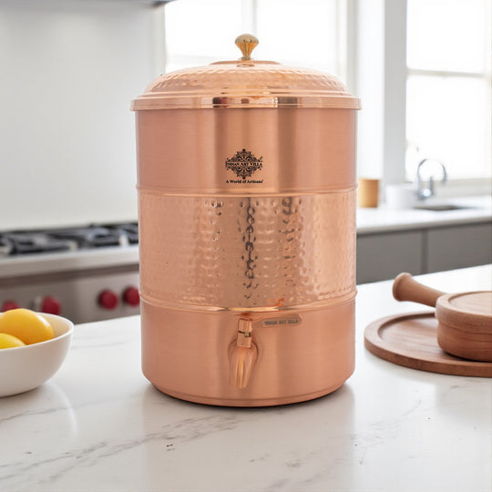 Pure Copper water Pot, Hammered Design, Storage &  Serving water
