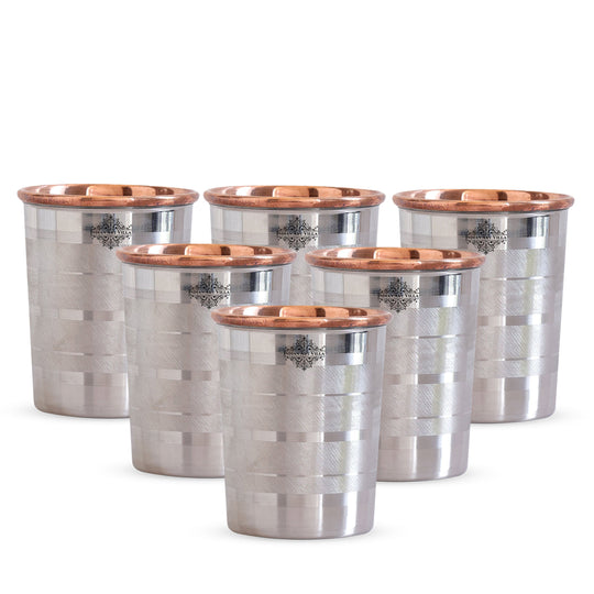 Steel Copper Glass, Tumbler Handcrafted in Luxury Design, Drinkware, Serveware, 250ml