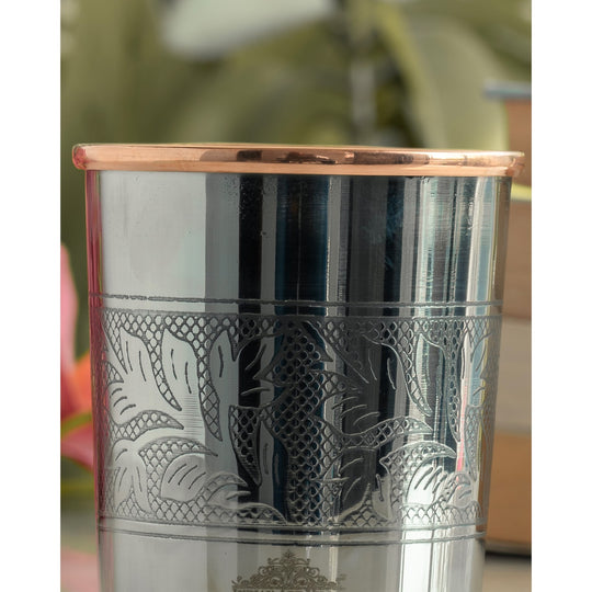 Steel Copper Glass, Tumbler Handcrafted in Luxury Design, Drinkware, Serveware, 250ml