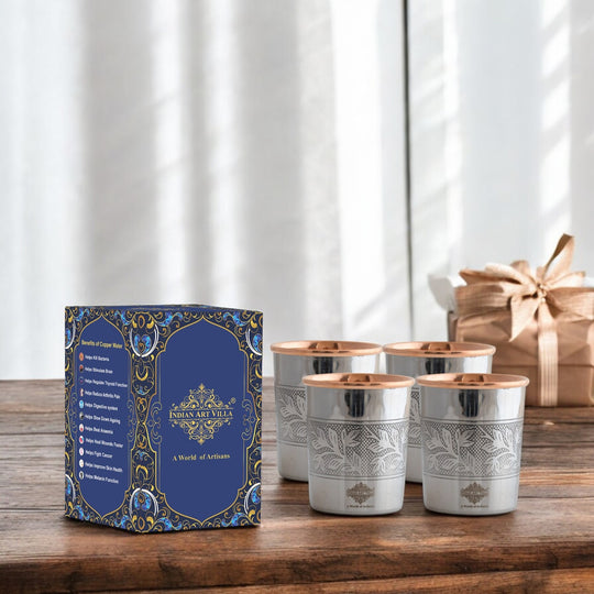 Steel Copper Glass, Tumbler Handcrafted in Luxury Design, Drinkware, Serveware, 250ml