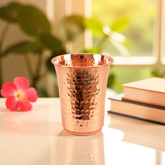 Stylish copper tumbler hammered design