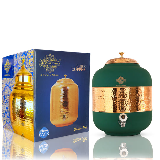 Pure Copper Half Hammered with Silk Finish  Water Pot