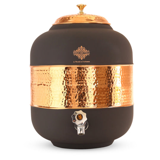 Pure Copper Half Hammered with Silk Finish  Water Pot