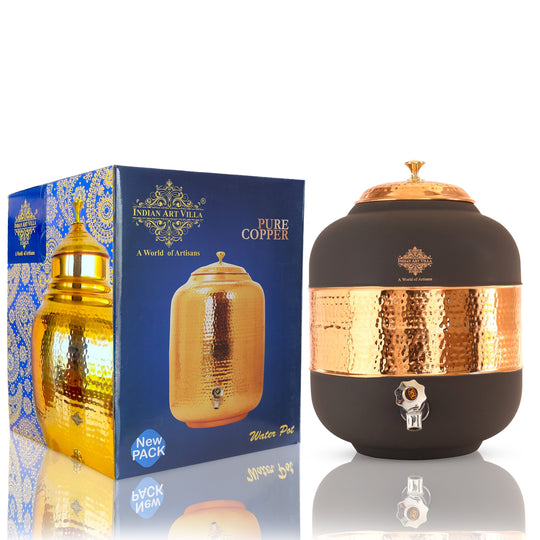 Pure Copper Half Hammered with Silk Finish  Water Pot