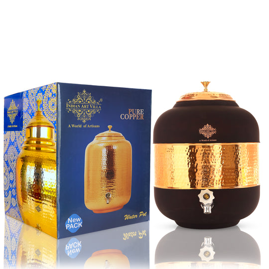 Pure Copper Half Hammered with Silk Finish  Water Pot