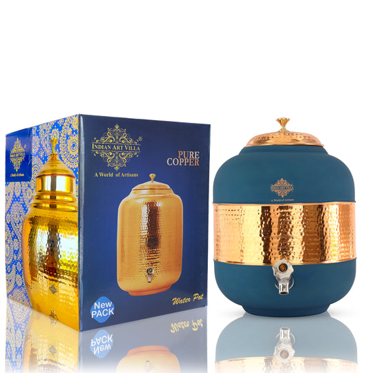 5 litre plain copper matka with brass tap – smooth tamba matka with tap for office water dispensing – copper water dispenser