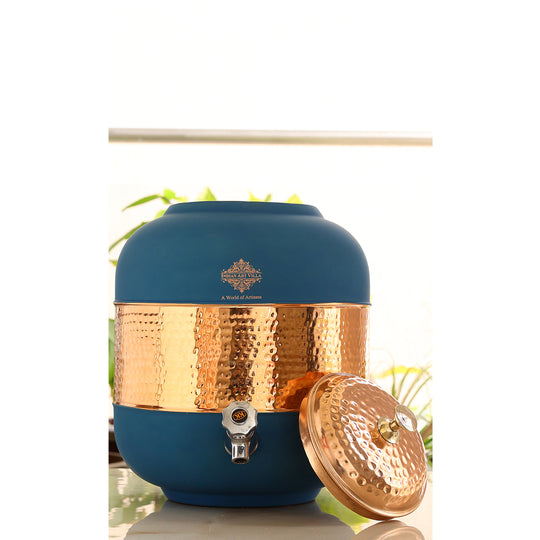 5 litre plain copper matka with tap – smooth finish, durable brass tap, copper matka with tap for health