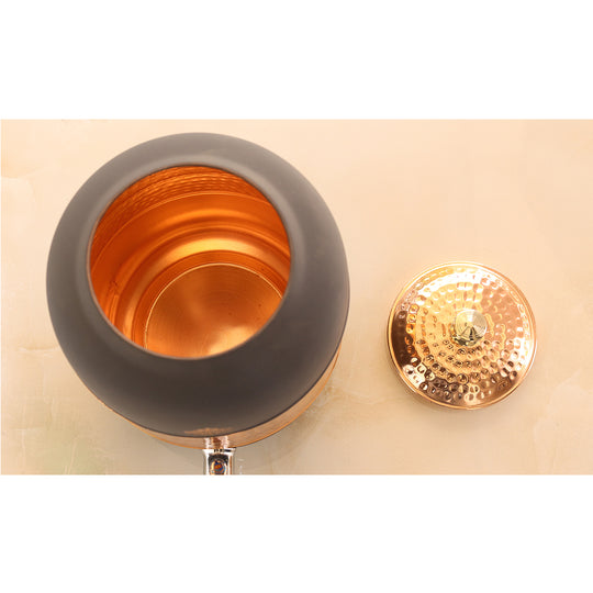 5 litre plain copper matka with tap – large smooth tamba matka with tap for institutional water dispensing – copper matka 5 litre price