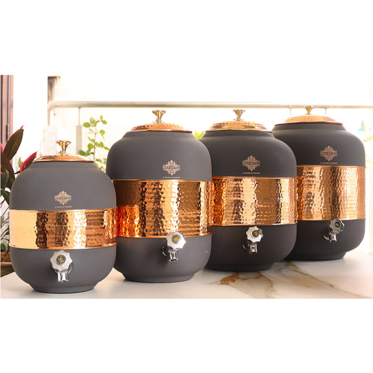 Pure Copper Half Hammered with Silk Finish  Water Pot