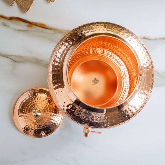 Copper Water Pot With Hammered Design