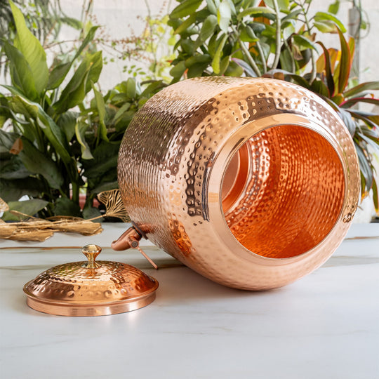 Copper Water Pot With Hammered Design
