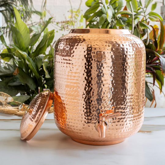Copper Water Pot With Hammered Design