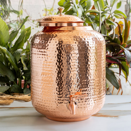 Copper Water Pot With Hammered Design