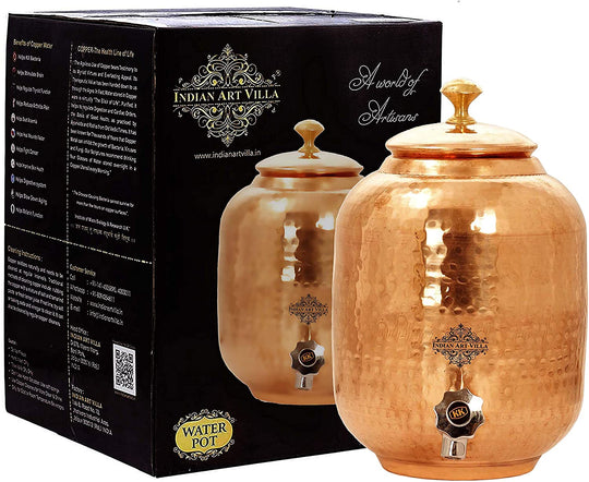 Copper Water Pot With Hammered Design