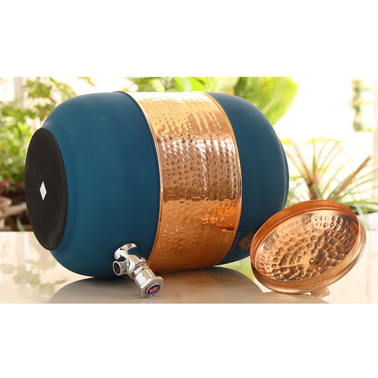 Pure Copper Half Hammered with Silk Finish  Water Pot