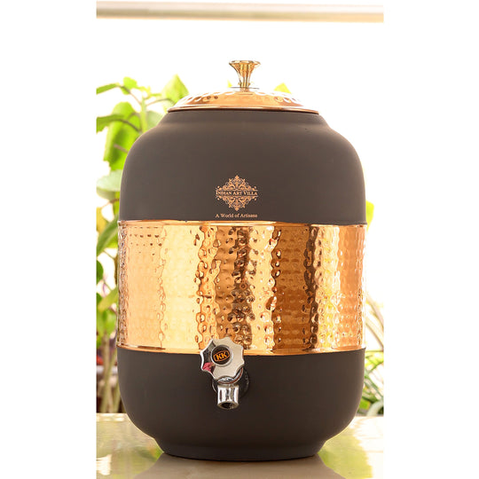 Pure Copper Half Hammered with Silk Finish  Water Pot