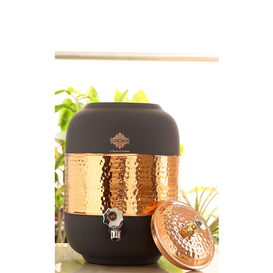 Pure Copper Half Hammered with Silk Finish  Water Pot