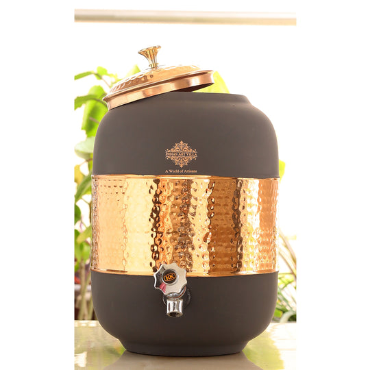 Pure Copper Half Hammered with Silk Finish  Water Pot