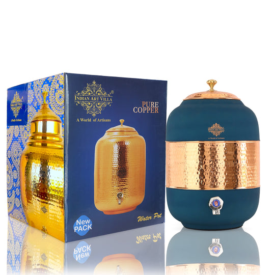 Pure Copper Half Hammered with Silk Finish  Water Pot