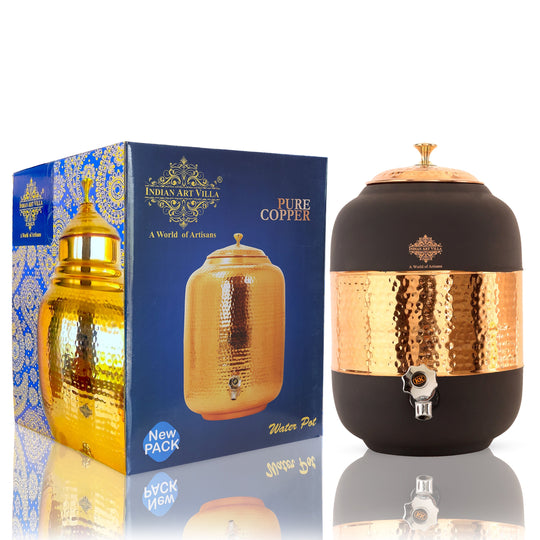 Pure Copper Half Hammered with Silk Finish  Water Pot