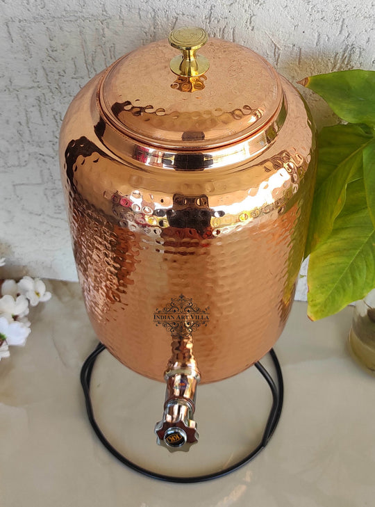 Copper Water Pot With Hammered Design