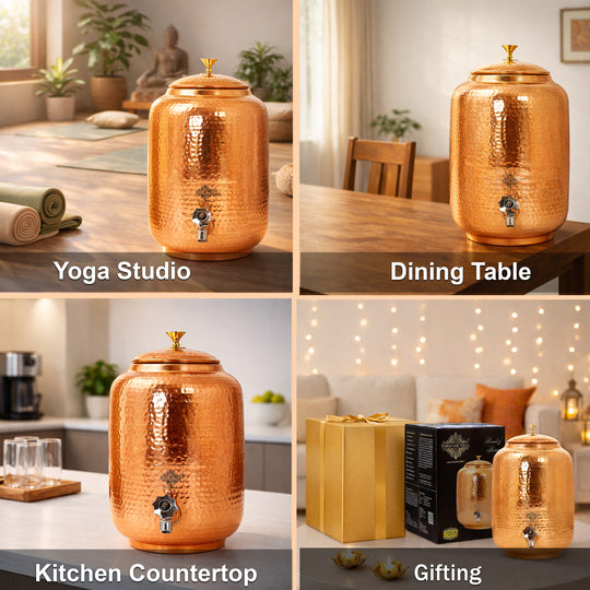 Copper Water Pot With Hammered Design