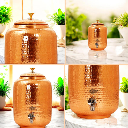 Copper Water Pot With Hammered Design