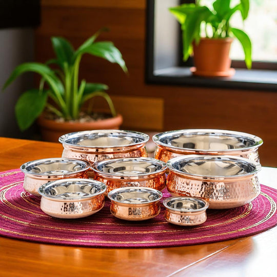 Steel Copper Serving Handi Bowl Serveware Tableware Home Restaurant