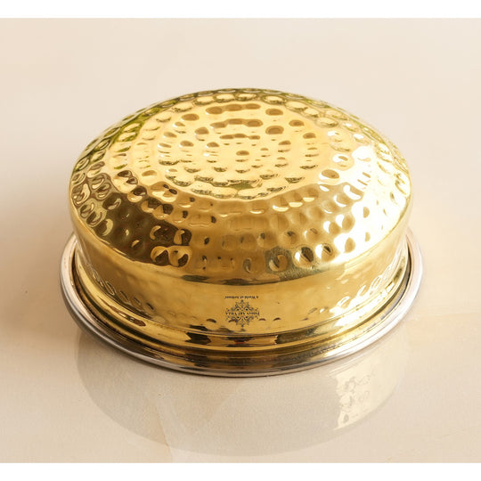Steel Brass Hammered Handi – Serveware