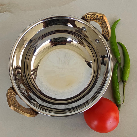 Steel Copper Hammered Kadhai with Antique Finish