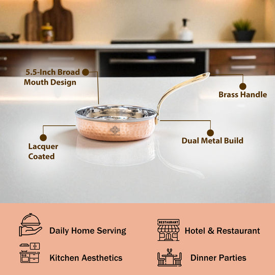 Steel copper hammered serving platter for kitchen and restaurant use