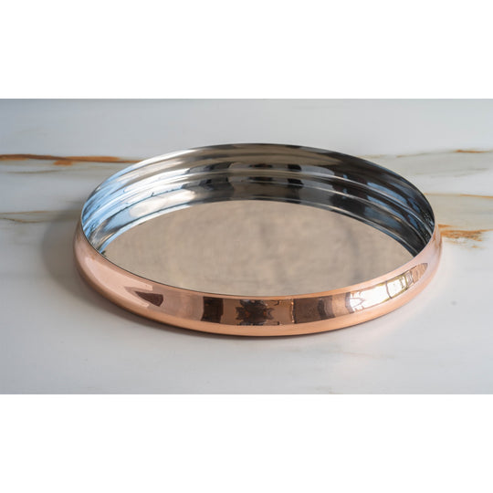 Beautifully crafted copper thali ideal for daily use or special occasions perfect for both home and restaurant use.