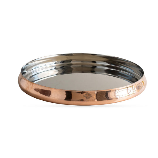 Handcrafted tamba plate ideal for showcasing appetizers and snacks at family get-togethers by indian art villa.